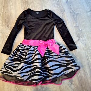 Holiday Editions Black Dress with Animal Zebra Print and Pink edition